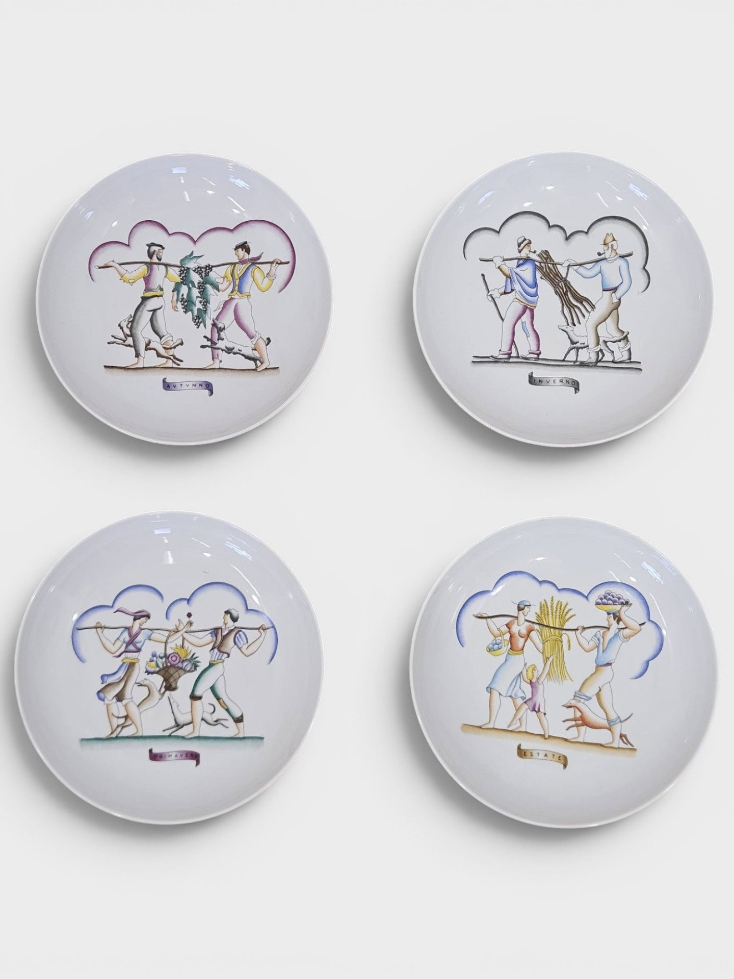 Série de 4 assiettes Richard Ginori – Gio Ponti « Les Quatre Saisons »